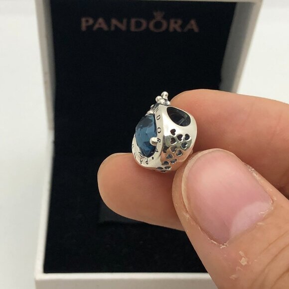 ✨🔥Pandora Sterling Silver Blue Sparkling Crown O Charm With Clear CZ Charm - Picture 4 of 10